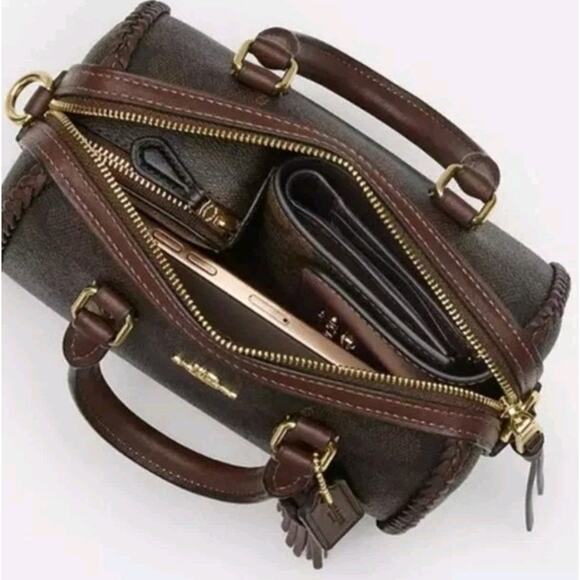 NWT COACH Rowan Mini Crossbody Bag with Fringe Whipstich Braid Walnut Maple/Gold - Picture 6 of 9